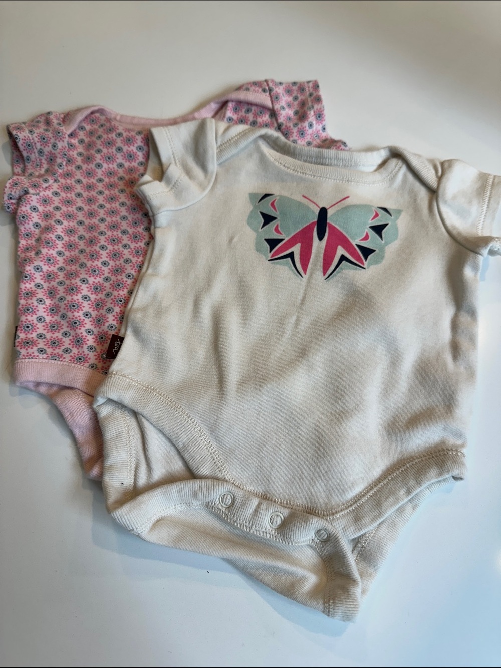 Tea Collection Baby Girls Butterfly Floral Cotton Bodysuit Set 0-3 Months 2 Pack